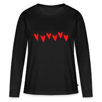 Six cœurs - T-shirt manches longues Premium bio Femme - noir - Devant - Julia (174cm)
