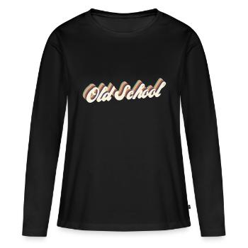 old school vintage - T-shirt manches longues Premium bio Femme - noir - Devant - Julia (174cm)