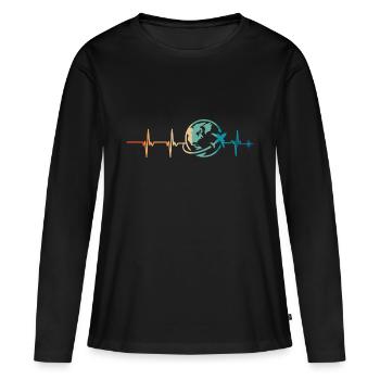 Heartbeat Journey - Women's Premium Organic Long Sleeve Shirt - black - Front - Julia (174cm)