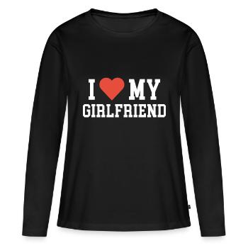 J’aime ma copine Saint-Valentin Cadeau Amour - T-shirt manches longues Premium bio Femme - noir - Devant - Julia (174cm)
