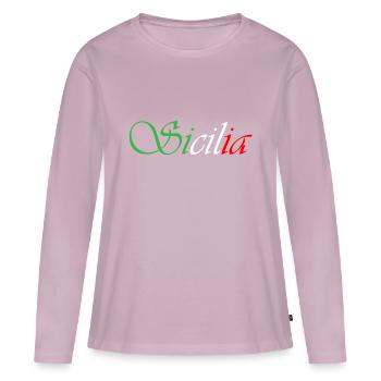 sicilia - T-shirt manches longues Premium bio Femme - rose poudré - Devant - Julia (174cm)
