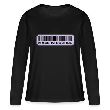 made-in-solihul-defender - Women's Premium Organic Long Sleeve Shirt - black - Front - Julia (174cm)
