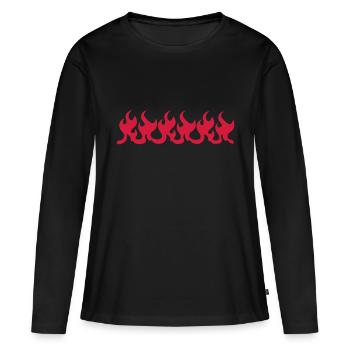 flammes - T-shirt manches longues Premium bio Femme - noir - Devant - Julia (174cm)