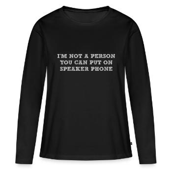 PAS UNE PERSONNE SUR LE TÉLÉPHONE HAUT-PARLEUR - T-shirt manches longues Premium bio Femme - noir - Devant - Julia (174cm)