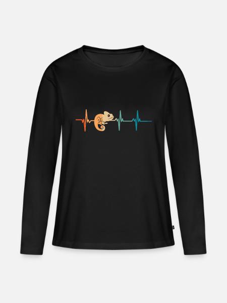 Chamäleon-Herzschlag - Frauen Premium Bio Langarmshirt - Schwarz