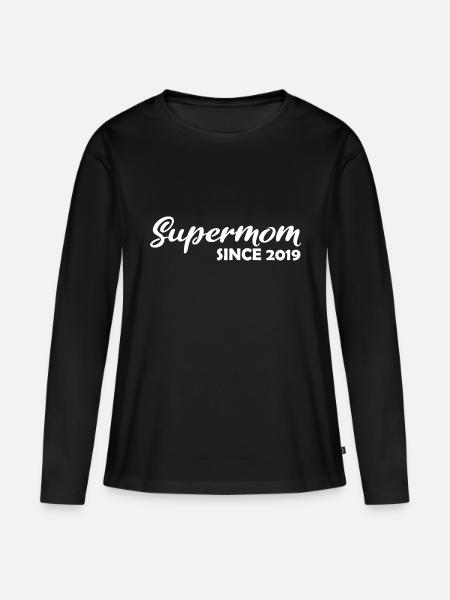 Supermom since 2019 - Frauen Premium Bio Langarmshirt - Schwarz