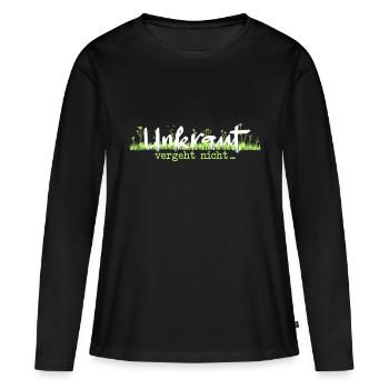 Unkraut vergeht nicht weiß/grün - Frauen Premium Bio Langarmshirt - Schwarz - Vorne - Julia (174cm)