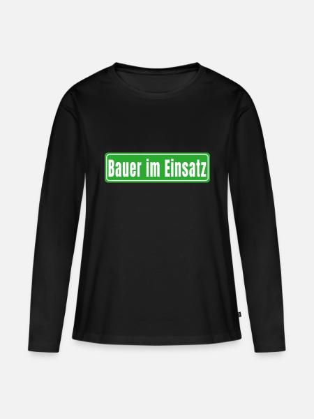 Bauer im Einsatz - Frauen Premium Bio Langarmshirt - Schwarz