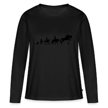 Evolution Girls Showjumping - Farbwechsel - Frauen Premium Bio Langarmshirt - Schwarz - Vorne - Julia (174cm)
