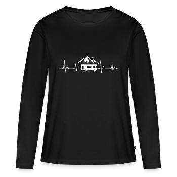 Wohnmobil Herzschlag Camper Heartbeat - Frauen Premium Bio Langarmshirt - Schwarz - Vorne - Julia (174cm)