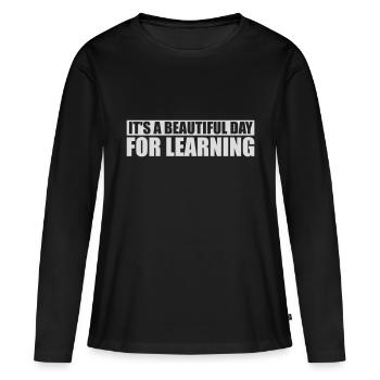 belle journée pour apprendre - T-shirt manches longues Premium bio Femme - noir - Devant - Julia (174cm)