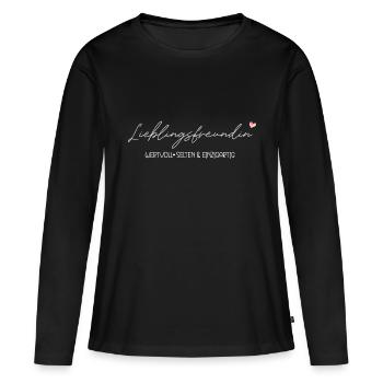 Lieblingsfreundin - Frauen Premium Bio Langarmshirt - Schwarz - Vorne - Julia (174cm)