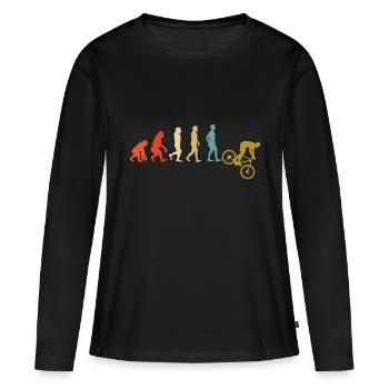 Downhill Evolution Mountainbike - Frauen Premium Bio Langarmshirt - Schwarz - Vorne - Julia (174cm)