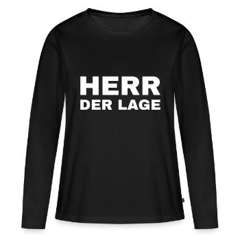 Herr der Lage - Frauen Premium Bio Langarmshirt - Schwarz - Vorne - Julia (174cm)
