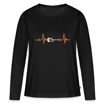 Cadeau Battement De Cœur Pour Guitariste - T-shirt manches longues Premium bio Femme - noir - Devant - Julia (174cm)