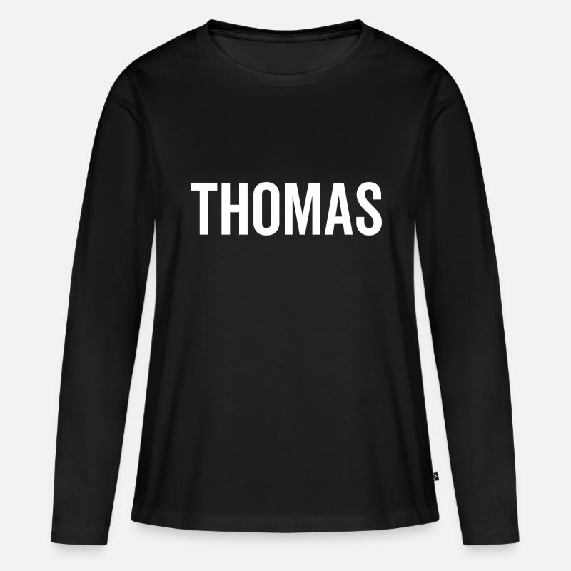Thomas Custom Name Schriftart Text Geburtstag - Frauen Premium Bio Langarmshirt - Schwarz