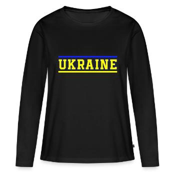 Ukraine - T-shirt manches longues Premium bio Femme - noir - Devant - Julia (174cm)