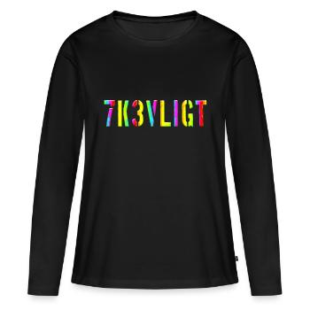 SMS chat langue fortifications anglais trois 3 trois - T-shirt manches longues Premium bio Femme - noir - Devant - Julia (174cm)