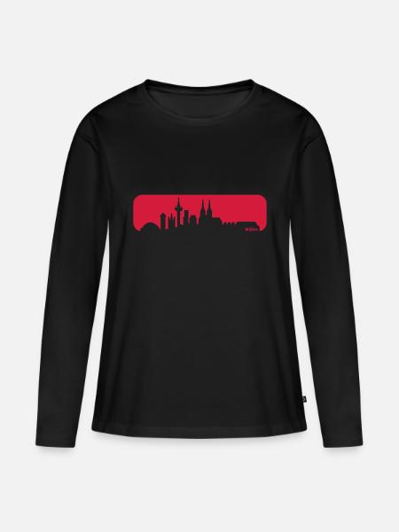 köln skyline - Frauen Premium Bio Langarmshirt - Schwarz