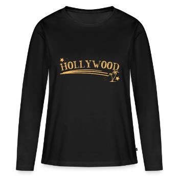 Hollywood Palmen étoiles - T-shirt manches longues Premium bio Femme - noir - Devant - Julia (174cm)
