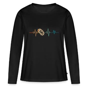 Retro Heartbeat Bacteria - Women's Premium Organic Long Sleeve Shirt - black - Front - Julia (174cm)