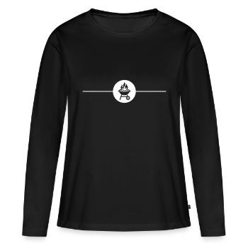 Grill Symbol Grillen - Frauen Premium Bio Langarmshirt - Schwarz - Vorne - Julia (174cm)