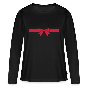 Schleife - Frauen Premium Bio Langarmshirt - Schwarz - Vorne - Julia (174cm)