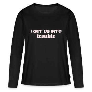 Je nous attire des ennuis - T-shirt manches longues Premium bio Femme - noir - Devant - Julia (174cm)