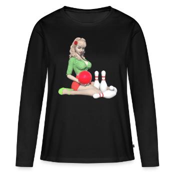 Bowling, bowling, quilles - T-shirt manches longues Premium bio Femme - noir - Devant - Julia (174cm)