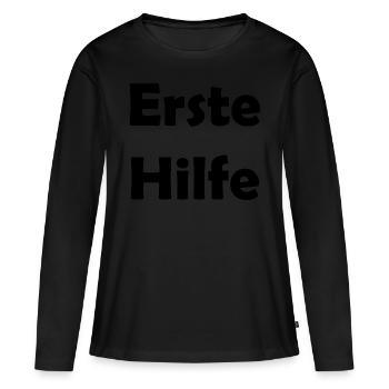 Erste Hilfe - Frauen Premium Bio Langarmshirt - Schwarz - Vorne - Julia (174cm)
