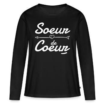 Soeur de coeur - T-shirt manches longues Premium bio Femme - noir - Devant - Julia (174cm)