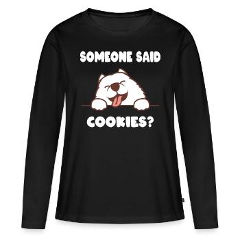 Doux chien biscuits - T-shirt manches longues Premium bio Femme - noir - Devant - Julia (174cm)