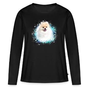 pomerian, spitz ,malteser,hund, Graffiti ,Malerei - Frauen Premium Bio Langarmshirt - Schwarz - Vorne - Julia (174cm)