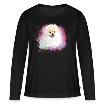 pomerian,zwergspitz ,spitz,hund, Graffiti ,Malerei - Frauen Premium Bio Langarmshirt - Schwarz - Vorne - Julia (174cm)