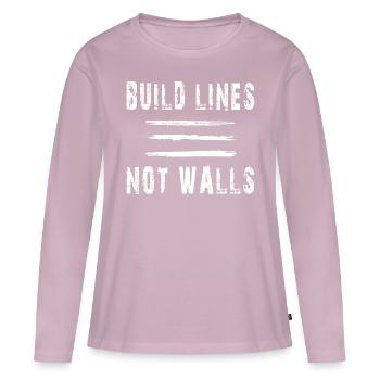 build lines not walls - T-shirt manches longues Premium bio Femme - rose poudré - Devant - Julia (174cm)