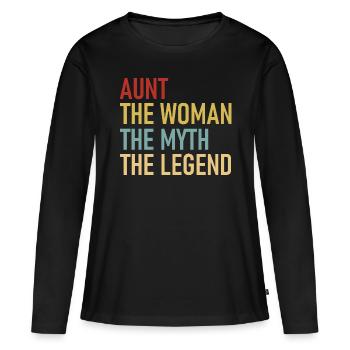 Aunt - The Woman The Myth The Legend - Cool Quote - T-shirt manches longues Premium bio Femme - noir - Devant - Julia (174cm)