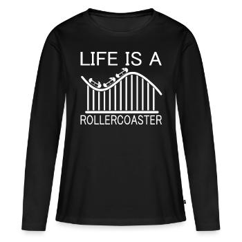 Rollercoaster montagnes russes - T-shirt manches longues Premium bio Femme - noir - Devant - Julia (174cm)