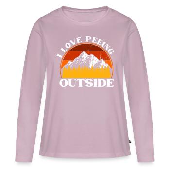 I Love Peeing Outside Retro - T-shirt manches longues Premium bio Femme - rose poudré - Devant - Julia (174cm)