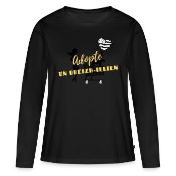 Adopte un Breizh-Illien - T-shirt manches longues Premium bio Femme - noir - Devant - Julia (174cm)