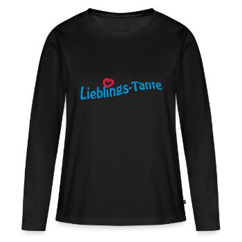Lieblingstante - Frauen Premium Bio Langarmshirt - Schwarz - Vorne - Julia (174cm)
