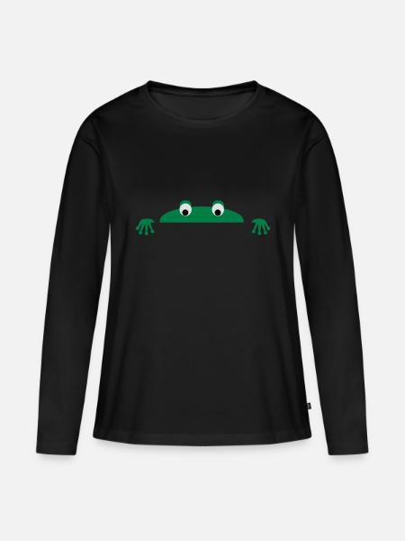 Frog face - Frauen Premium Bio Langarmshirt - Schwarz