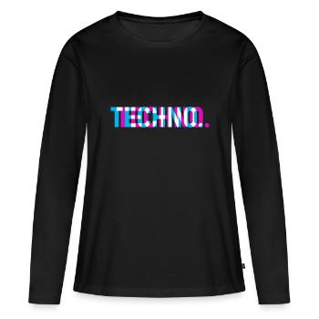 Techno - T-shirt manches longues Premium bio Femme - noir - Devant - Julia (174cm)