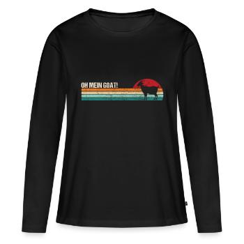 Chèvre Chèvre Oh ma chèvre - T-shirt manches longues Premium bio Femme - noir - Devant - Julia (174cm)