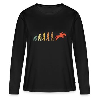 Equitation Evolution Vintge Retro - T-shirt manches longues Premium bio Femme - noir - Devant - Julia (174cm)