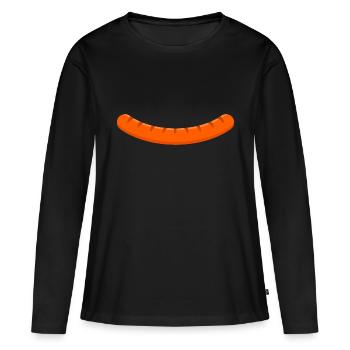Saucisse grillée - T-shirt manches longues Premium bio Femme - noir - Devant - Julia (174cm)