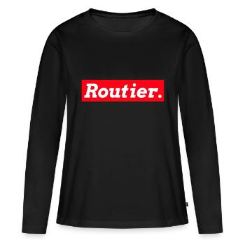 Routier - Rectangle Rouge - T-shirt manches longues Premium bio Femme - noir - Devant - Julia (174cm)