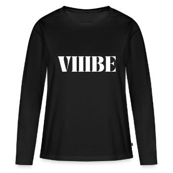 "VIIIBE" - T-shirt manches longues Premium bio Femme - noir - Devant - Julia (174cm)