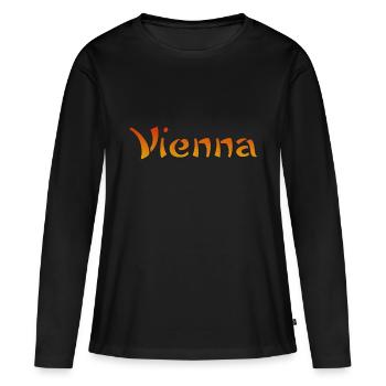 Vienna Text - Frauen Premium Bio Langarmshirt - Schwarz - Vorne - Julia (174cm)