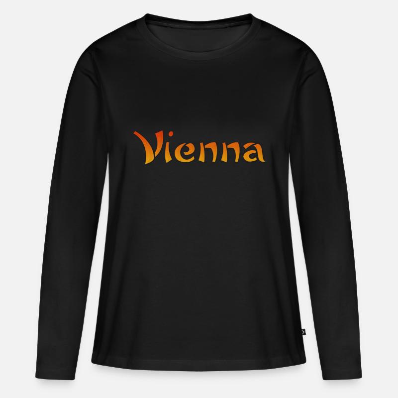 Vienna Text - Frauen Premium Bio Langarmshirt - Schwarz