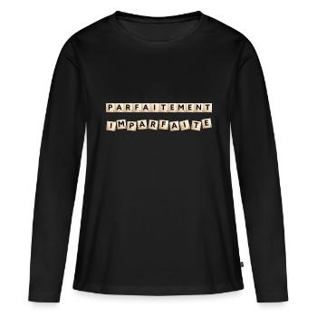 Parfaitement Imparfaite - T-shirt manches longues Premium bio Femme - noir - Devant - Julia (174cm)